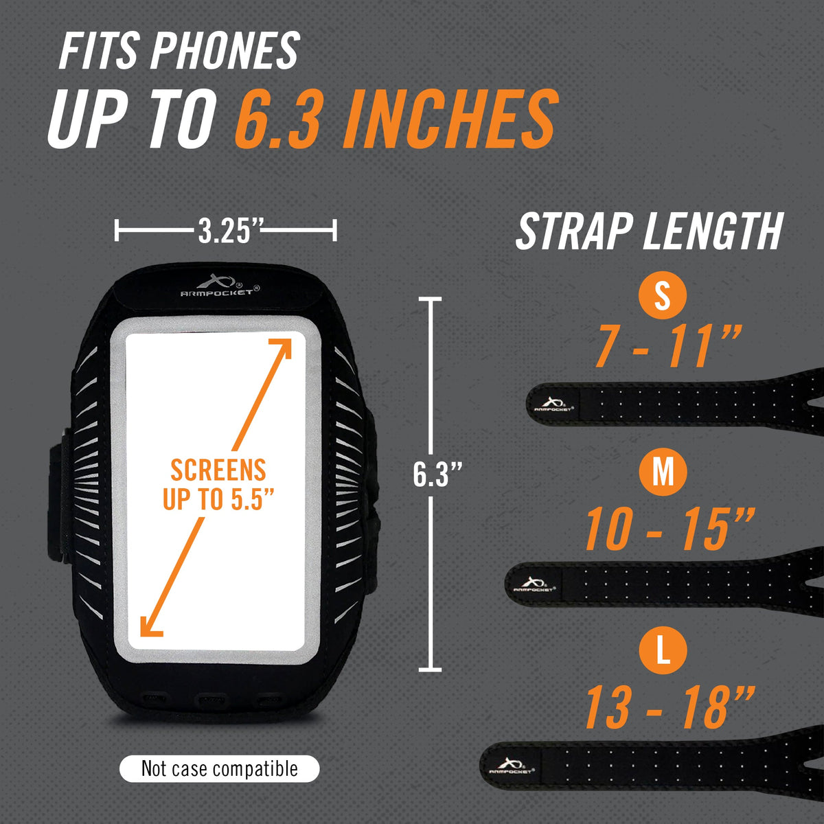 Armpocket Racer Plus, thin armband for iPhone 13 mini/12 mini/8/7/6 Plus, Galaxy S7/S6, Pixel 4a &amp; more