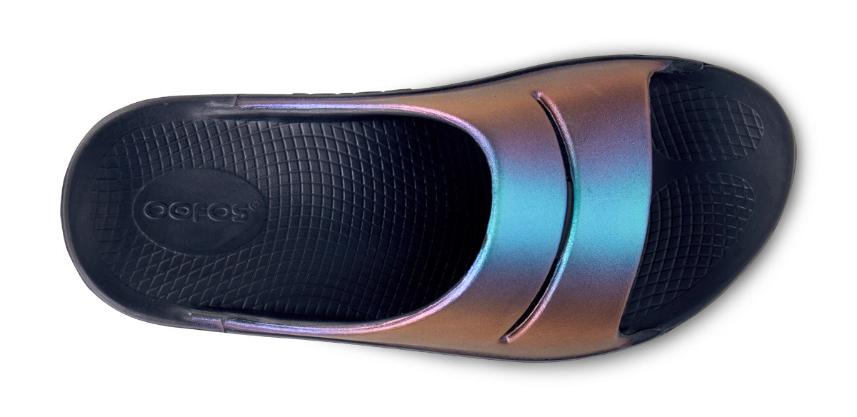 OOFOS Women&#39;s OOahh Luxe Slide - Midnight Spectre